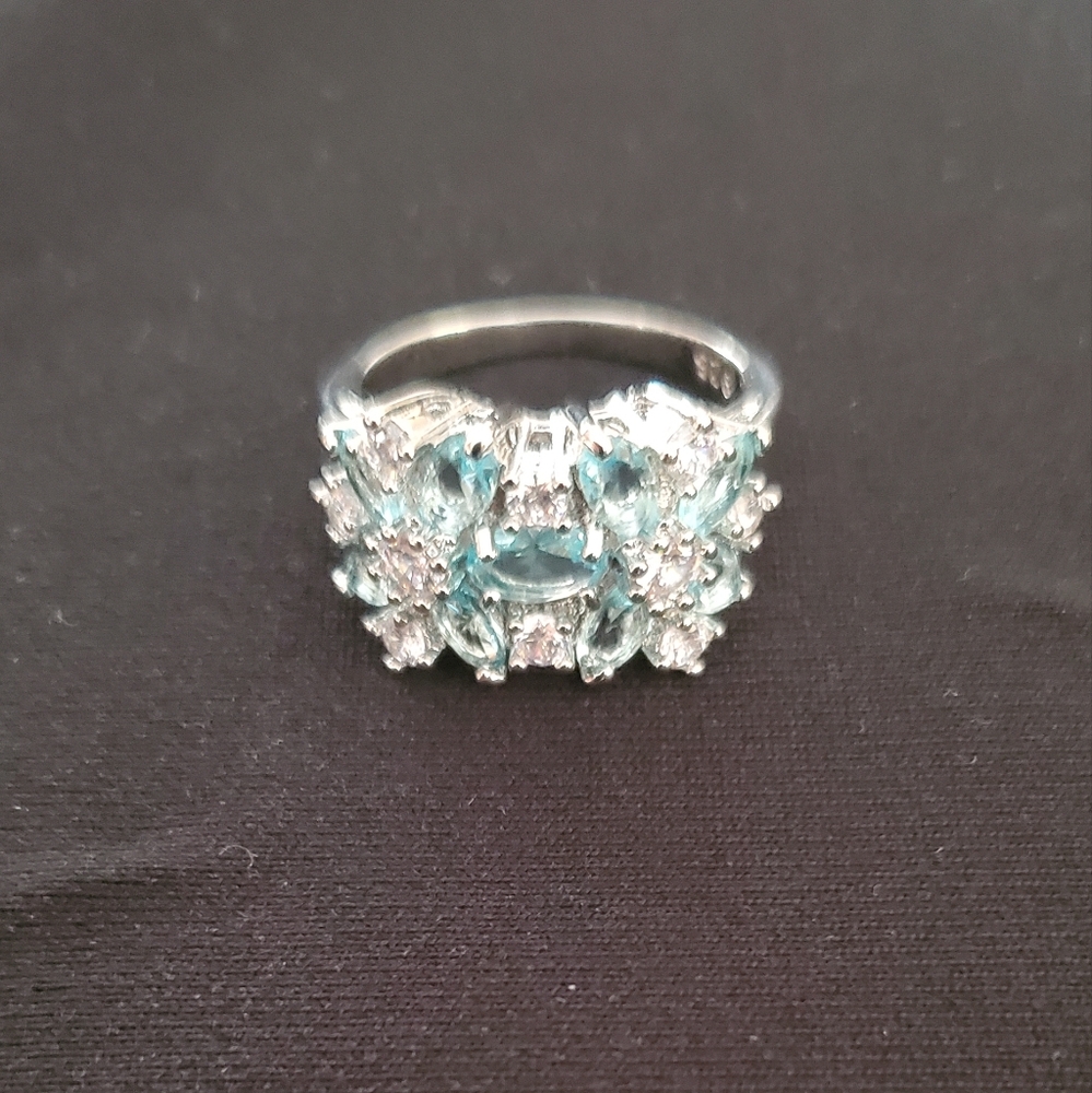 FREE Beautiful 925 Sterling Silver Sapphire & White Topaz Gemstones Ring - Picture 3 of 12